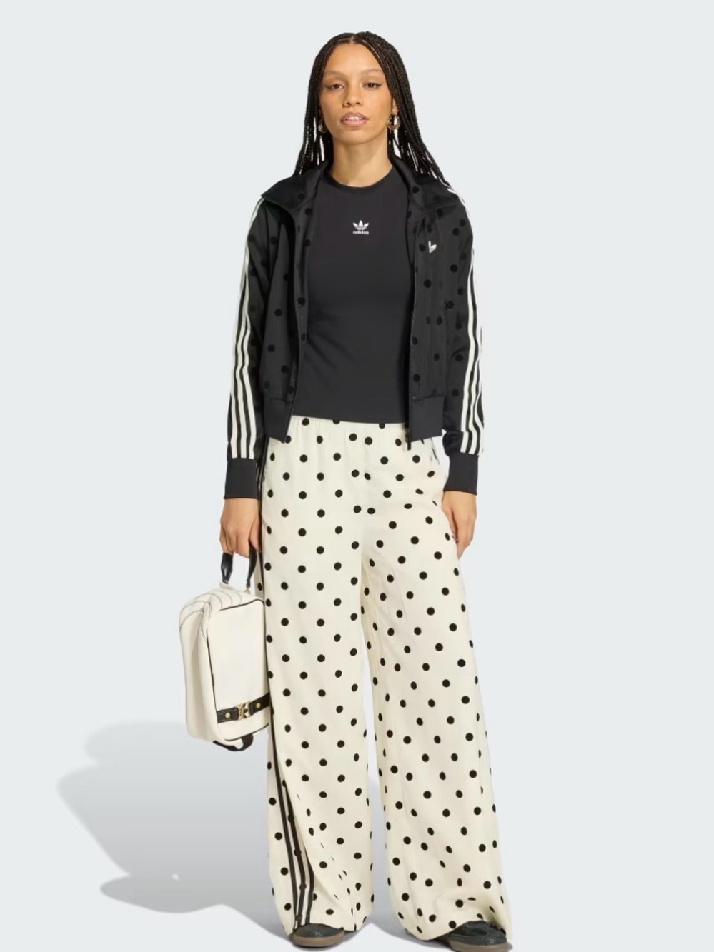 Adidas Originals Polka Dot Wide Leg Track Pants NWT Size L - Picture 4 of 9